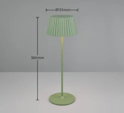 LED-Akku-Tischlampe Suarez, grün, Höhe 39 cm, Metall