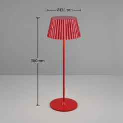 LED-Akku-Tischlampe Suarez, rot, Höhe 39 cm, Metall, dimmbar