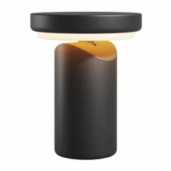 LED-Akku-Tischlampe Topo, schwarz, Höhe 20 cm, Metall Dimmer