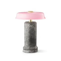 LED-Akku-Tischlampe Trip No. 2, silber/rosé, Marmor, Glas