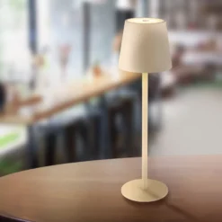 LED-Akku-Tischlampe Vannie, sandfarben, Höhe 36 cm, IP44