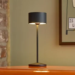 LED-Akku-Tischlampe Veluna, schwarz, Höhe 25 cm IP44 dim CCT
