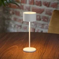 LED-Akku-Tischlampe Veluna, weiß, Höhe 25 cm, IP44, dim, CCT