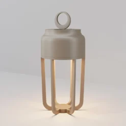 LED-Akku-Tischlampe Vetra, beige, Höhe 22 cm Metall IP54 dim