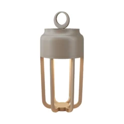LED-Akku-Tischlampe Vetra, beige, Höhe 22 cm Metall IP54 dim