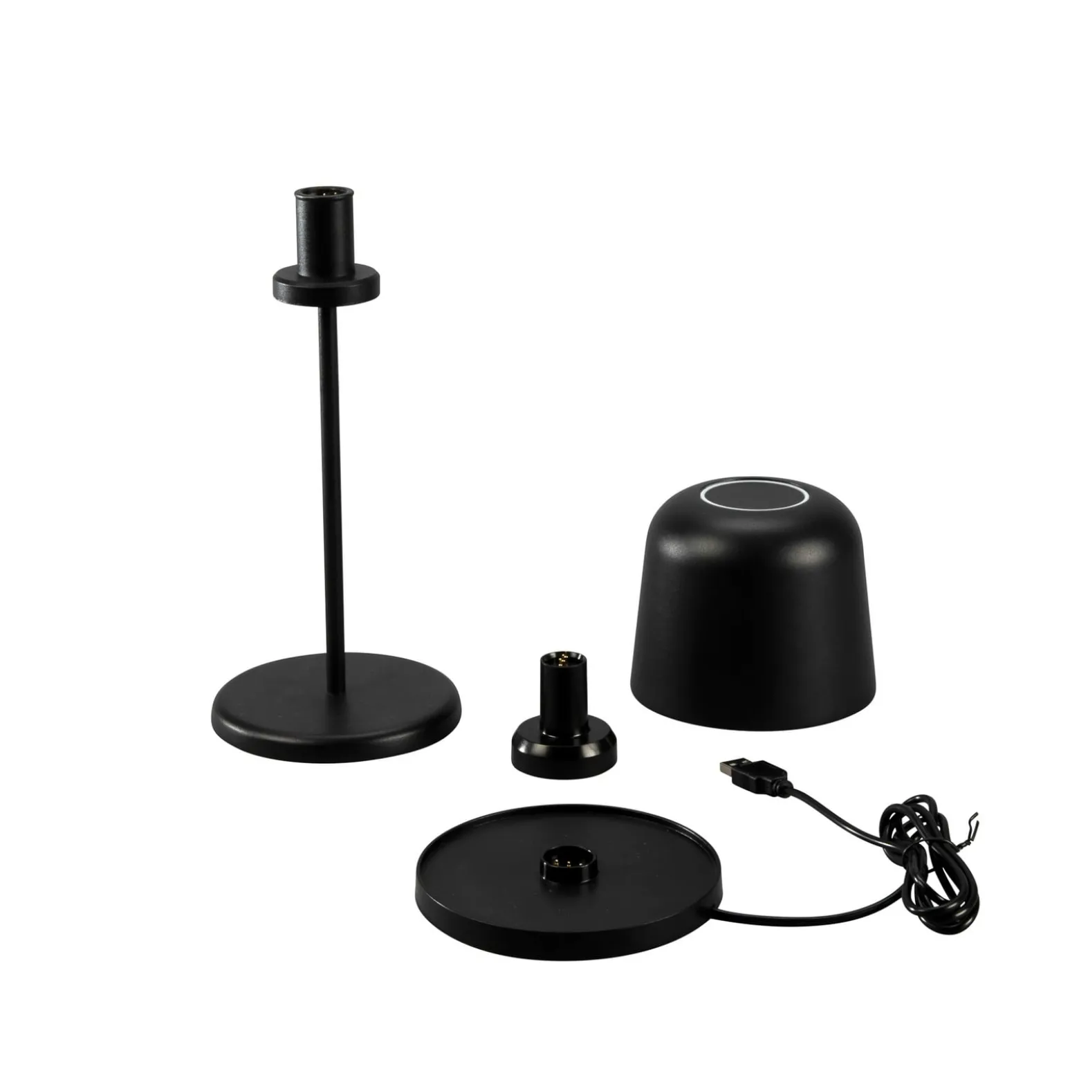 LED-Akku-Tischleuchte Biot, schwarz, Höhe 30 cm, IP54, USB