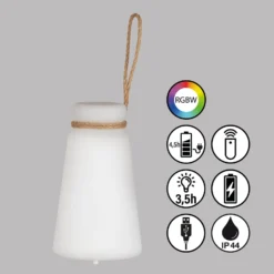 LED-Akku-Tischleuchte Bruno 3.000 K, RGB, weiß