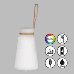 LED-Akku-Tischleuchte Bruno 3.000 K, RGB, weiß