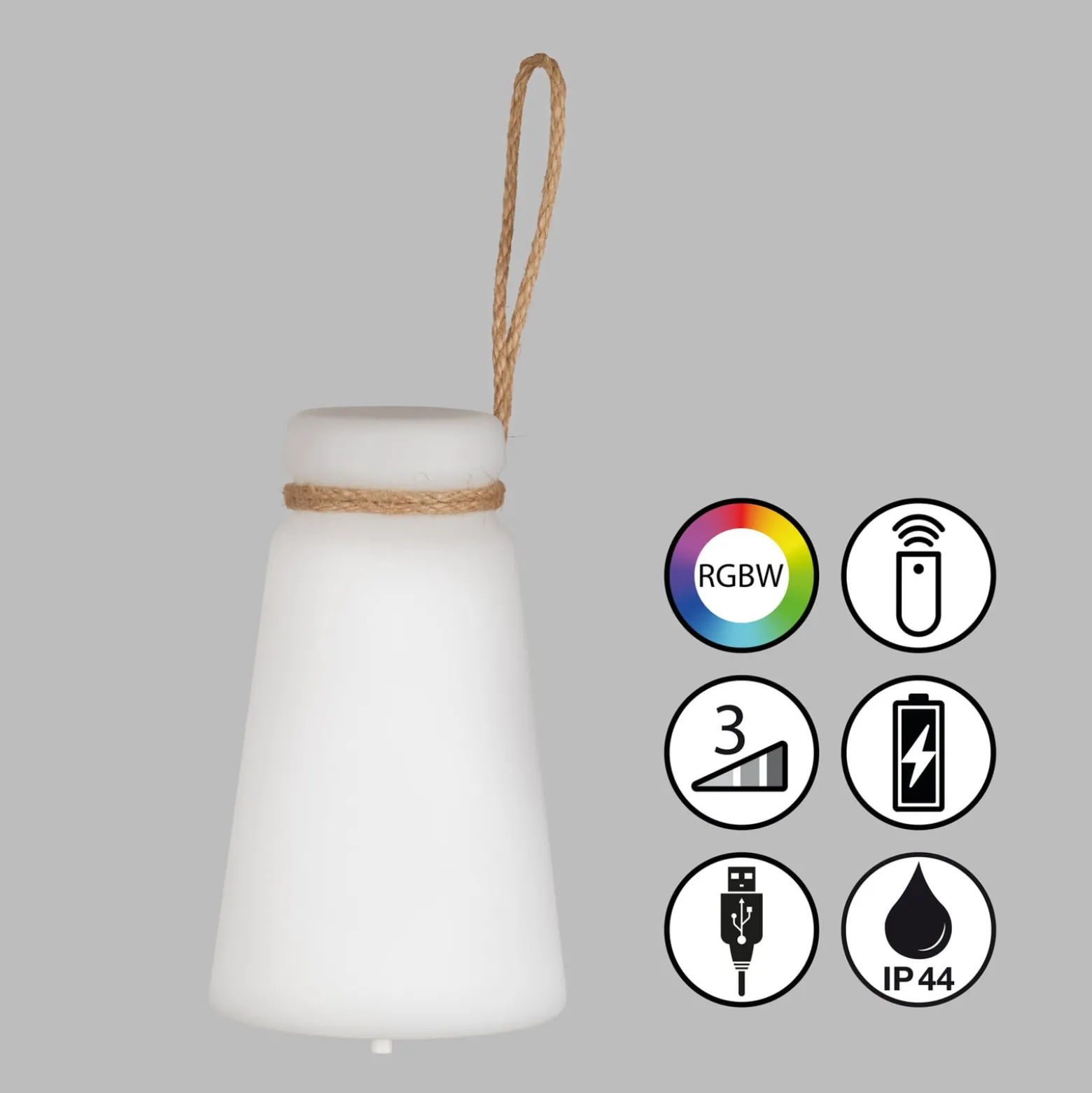 LED-Akku-Tischleuchte Bruno 3.000 K, RGB, weiß