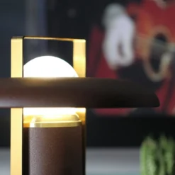 LED-Akku-Tischleuchte Camping, dunkelbraun, Alu, PMMA, CCT