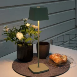 LED-Akku-Tischleuchte Capri, Höhe 36 cm, grün-grau, IP54