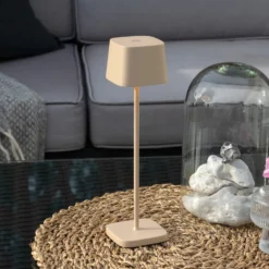 LED-Akku-Tischleuchte Capri, Höhe 25 cm, sandfarben, IP54