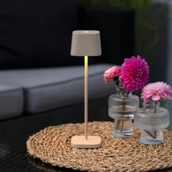 LED-Akku-Tischleuchte Capri, Höhe 25 cm, sandfarben, IP54