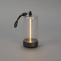 LED-Akku-Tischleuchte Edison, Höhe 15 cm, grau/klar, IP54