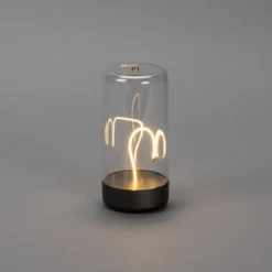 LED-Akku-Tischleuchte Edison, Höhe 15 cm, grau/klar, IP54