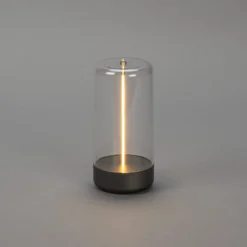 LED-Akku-Tischleuchte Edison, Höhe 15 cm, grau/klar, IP54