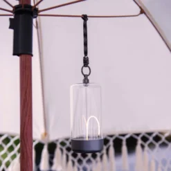 LED-Akku-Tischleuchte Edison, Höhe 15 cm, grau/klar, IP54