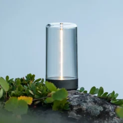 LED-Akku-Tischleuchte Edison, Höhe 15 cm, grau/klar, IP54