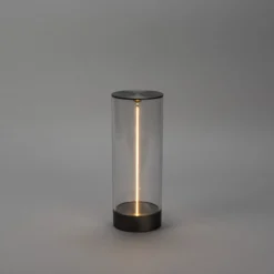 LED-Akku-Tischleuchte Edison, Höhe 24 cm, grau/klar, IP54
