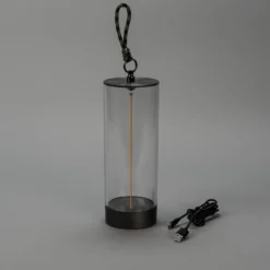 LED-Akku-Tischleuchte Edison, Höhe 24 cm, grau/klar, IP54