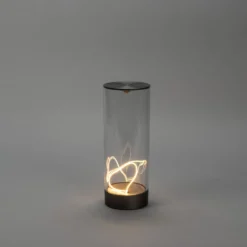 LED-Akku-Tischleuchte Edison, Höhe 24 cm, grau/klar, IP54