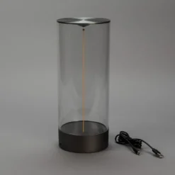 LED-Akku-Tischleuchte Edison, Höhe 32 cm, grau/klar, IP54