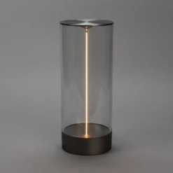 LED-Akku-Tischleuchte Edison, Höhe 32 cm, grau/klar, IP54