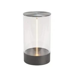 LED-Akku-Tischleuchte Edison, Höhe 23 cm, grau/klar, IP54
