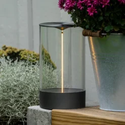 LED-Akku-Tischleuchte Edison, Höhe 23 cm, grau/klar, IP54