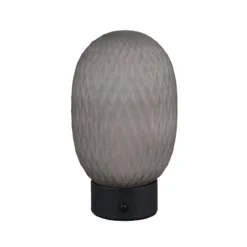 LED-Akku-Tischleuchte Facette, rauchgrau, USB, Glas