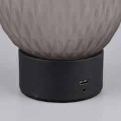 LED-Akku-Tischleuchte Facette, rauchgrau, USB, Glas