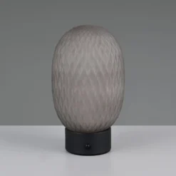 LED-Akku-Tischleuchte Facette, rauchgrau, USB, Glas