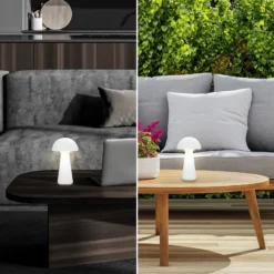 LED-Akku-Tischleuchte Fungo, aufladbar, weiß