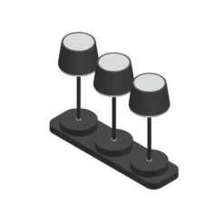 LED-Akku-Tischleuchte Gardo 3er-Set, Ladestation, schwarz