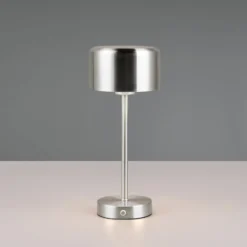 LED-Akku-Tischleuchte Jeff, nickelfarben, Höhe 30 cm, Metall