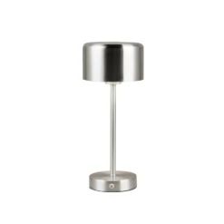 LED-Akku-Tischleuchte Jeff, nickelfarben, Höhe 30 cm, Metall