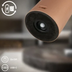 LED-Akku-Tischleuchte Juna, braun, IP44, dimmbar, 20 cm