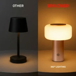 LED-Akku-Tischleuchte Juna, braun, IP44, dimmbar, 20 cm
