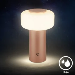 LED-Akku-Tischleuchte Juna, braun, IP44, dimmbar, 20 cm