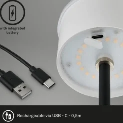 LED-Akku-Tischleuchte Kiki, antik silber, IP44, 3.000K