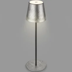LED-Akku-Tischleuchte Kiki, antik silber, IP44, 3.000K