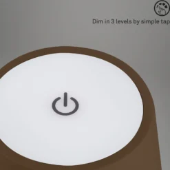 LED-Akku-Tischleuchte Kiki, braun/gold, IP44, 3.000K