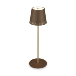 LED-Akku-Tischleuchte Kiki, braun/gold, IP44, 3.000K
