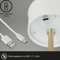LED-Akku-Tischleuchte Kiki, braun/gold, IP44, 3.000K