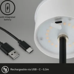 LED-Akku-Tischleuchte Kiki, schwarz, IP44, 3.000K