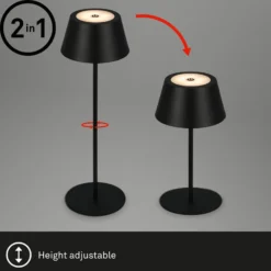 LED-Akku-Tischleuchte Kiki, schwarz, IP44, 3.000 K, RGBW
