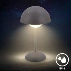 LED-Akku-Tischleuchte Kugle, anthrazit, Metall, IP44, dim.