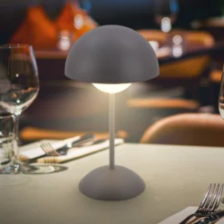 LED-Akku-Tischleuchte Kugle, anthrazit, Metall, IP44, dim.