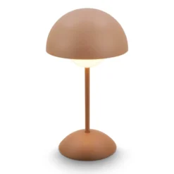LED-Akku-Tischleuchte Kugle, braun, Metall, IP44, dimmbar