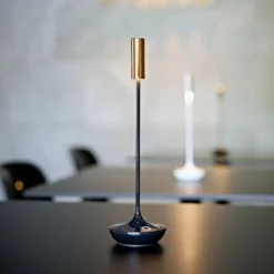 LED-Akkutischleuchte Nucandle, schwarz/kupfer, IP54, dimmbar